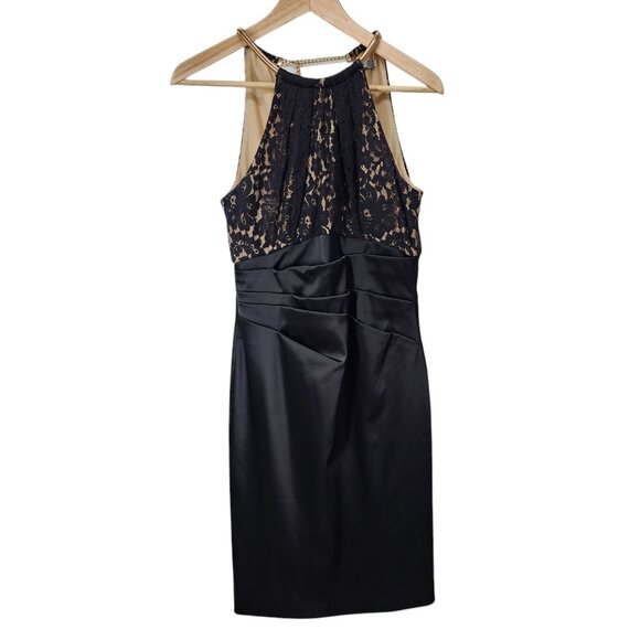 Eliza J Womens Lace & Satin Black Sleeveless Cocktail Dress Size 4 - Picture 1 of 9